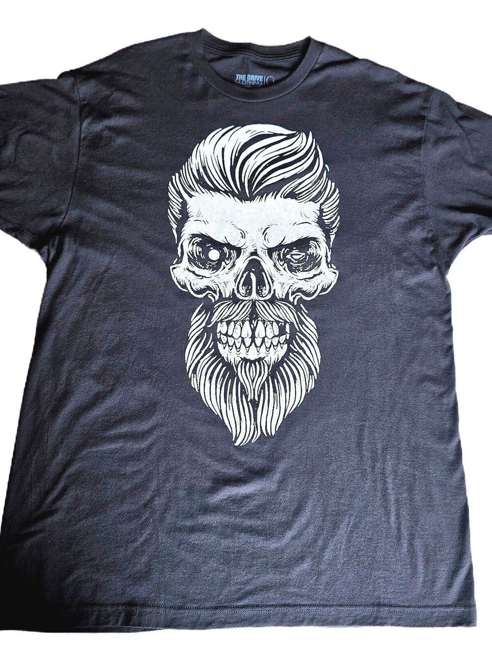 The Drive Clothing Brutal Beard Skull Shirt XL Black Graphic Tee TDC Double Side